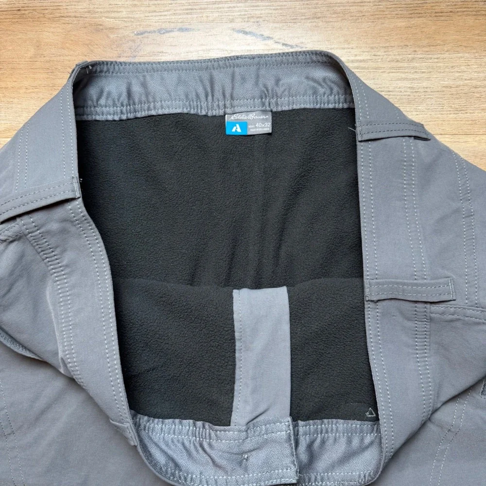 Eddie Bauer First Ascent Pants Mens 40x32 Gray Fleece Lined Cargo Hiking Outdoor